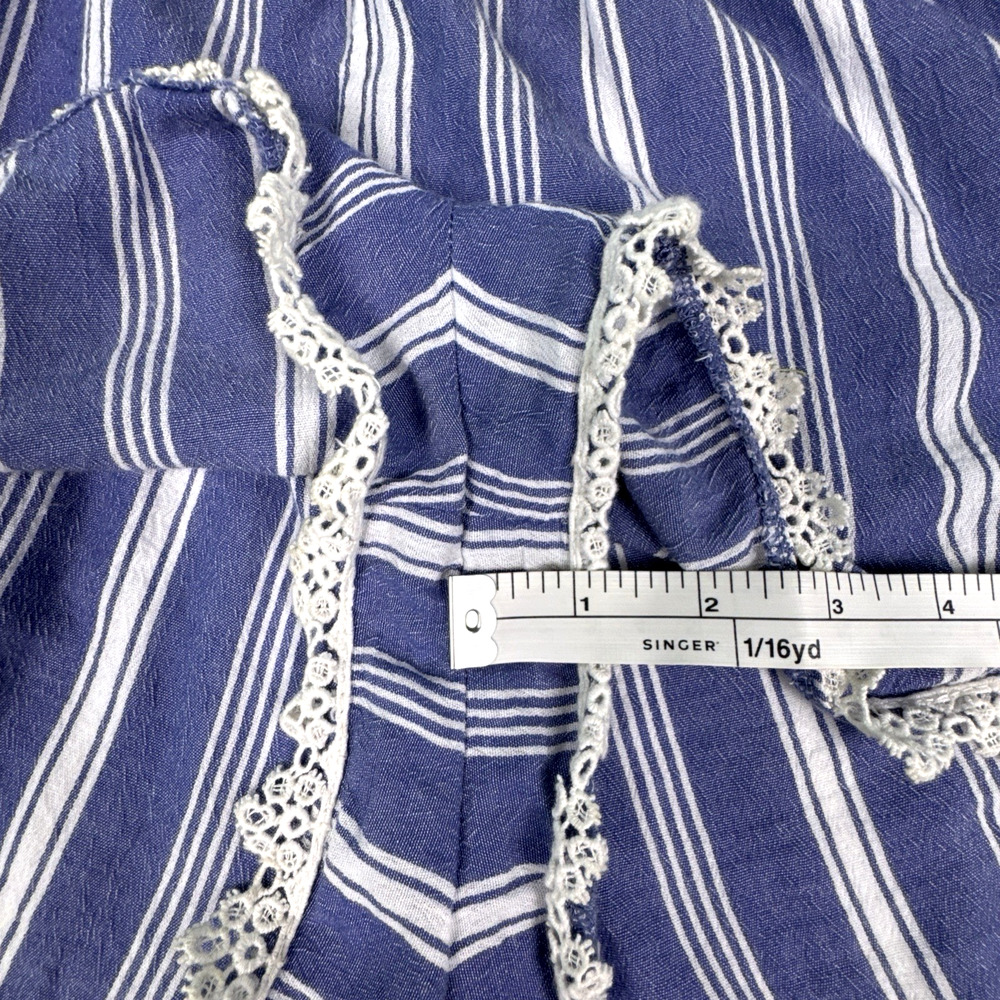 Abercrombie Fitch Striped Strappy Romper Size M Crochet Lace Trim Vtg Y2K Boho - Picture 13 of 13